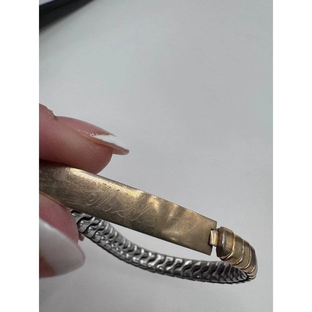 Vintage Flex-Let Flex-Ident 10KT Gold Filled ID Bracelet‎ Engraved Duane/Merle